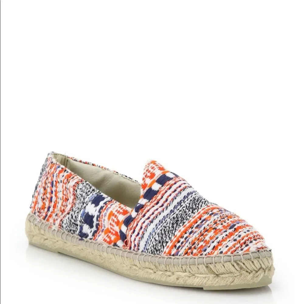 Manebi Ibiza Stripe Tweed Espadrilles Flats 10 NWT